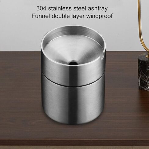 Car Ashtray, Detachable Portable Windproof Ash Holder with Lid, Stainless Steel Self Extinguishing Butt Bucket Ash Tray for Most Car Cup Holder for Outdoor Travel Office Home in Kuwait