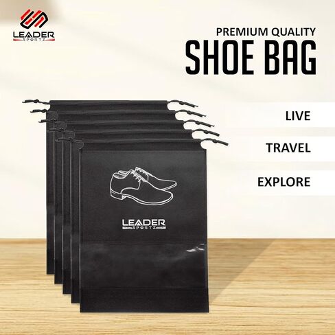 Shoe Bag Organizer Travel Storage Solution Waterproof Durable Shoe Cover Black Pack of 6 (with Window) in Saudi Arabia