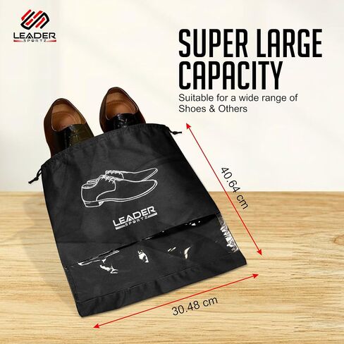 Shoe Bag Organizer Travel Storage Solution Waterproof Durable Shoe Cover Black Pack of 6 (with Window) in Saudi Arabia