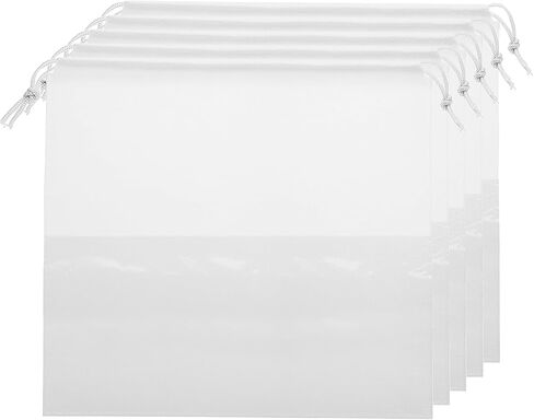 uxcell 5 Pcs 17.72 Inch Dust Cover Shoe Bags, Non-Woven Drawstring Travel Pouch Bag Storage Bag with Clear Window for Clothes Handbags Purses, White in Saudi Arabia