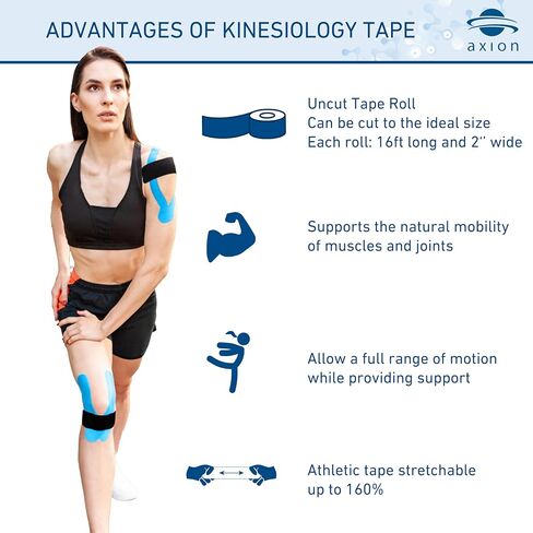 Kinesiology Tape Uncut Mix Set | 6 Multicolored Rolls of Athletic Sports Tape | 16ft Length and 2'' Width | Waterproof • Skin-Friendly • Elastic | Ideal for Sports | axion in Kuwait