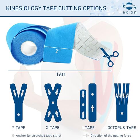 Kinesiology Tape Uncut Mix Set | 6 Multicolored Rolls of Athletic Sports Tape | 16ft Length and 2'' Width | Waterproof • Skin-Friendly • Elastic | Ideal for Sports | axion in Kuwait