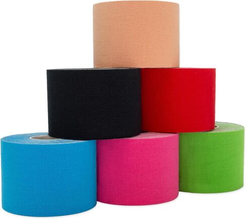 Kinesiology Tape Uncut Mix Set | 6 Multicolored Rolls of Athletic Sports Tape | 16ft Length and 2'' Width | Waterproof • Skin-Friendly • Elastic | Ideal for Sports | axion in Kuwait