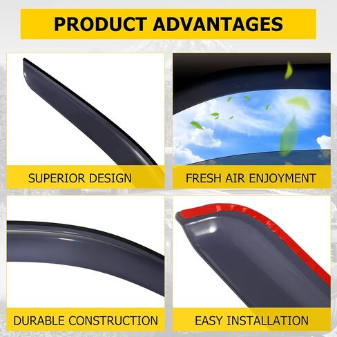 AUXMART 4PCS Side Window Deflector Window Rain Guards Wind Rain Shade Visor Guard for Jeep Compass 2017 2018 2019 2020 2021 2022 in Saudi Arabia
