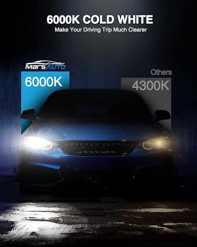 Marsauto D3S HID Bulbs, 6000K Cold White, Xenon Bulb, 3500 Hours Longevity, Waterproof Design, Up to 350% Brightness, 5 Minutes Installation, Pack of 2 in Saudi Arabia