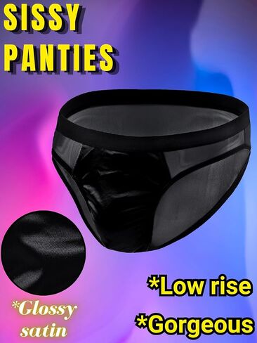 Mens Sexy Underwear Mesh Satin Cheeky Panties, Low Rise Lingerie For Straight Men, Rave Costumes For Play in Saudi Arabia