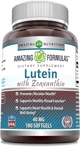 Amazing Formulas Lutein 40 mg with Zeaxanthin 1600 mcg | Softgels Supplement | Non-GMO | Gluten Free | Made in USA (40 mg, 60, Count) in Saudi Arabia