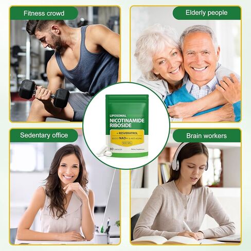 مكمل NAD، 900 مجم - مكمل النيكوتيناميد الشحمي ريبوسيد NAD+ مع ريسفيراترول يدعم العضلات والدماغ والطاقة الخلوية - مكمل NMN البديل للرجال والنساء، 80 كبسولة (عبوة من 1) in Saudi Arabia