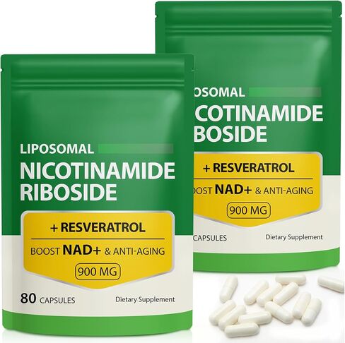مكمل NAD، 900 مجم - مكمل النيكوتيناميد الشحمي ريبوسيد NAD+ مع ريسفيراترول يدعم العضلات والدماغ والطاقة الخلوية - مكمل NMN البديل للرجال والنساء، 80 كبسولة (عبوة من 1) in Saudi Arabia