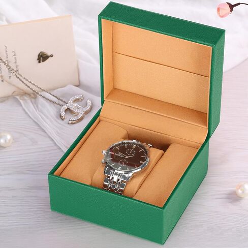 Luxury Single Watch Gift Box for Men Women, Single Watch Bracelet Bangle Jewelry Holder Storage Box Display Case Organizer (Green Style 2) in Saudi Arabia