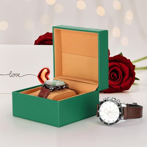 Luxury Single Watch Gift Box for Men Women, Single Watch Bracelet Bangle Jewelry Holder Storage Box Display Case Organizer (Green Style 2) in Saudi Arabia