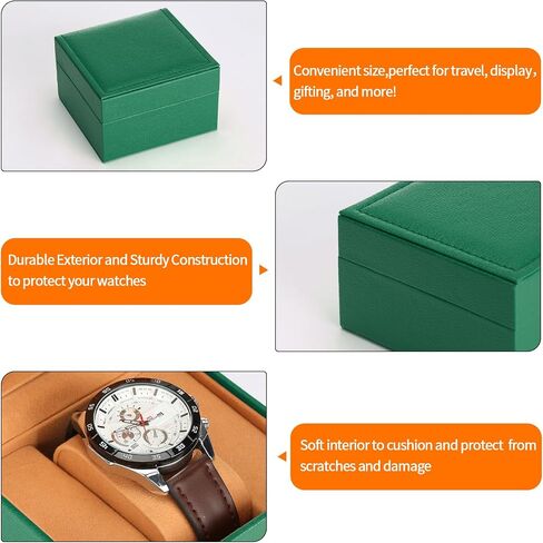 Luxury Single Watch Gift Box for Men Women, Single Watch Bracelet Bangle Jewelry Holder Storage Box Display Case Organizer (Green Style 2) in Saudi Arabia