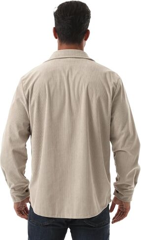 Sumolux Mens Corduroy Button Down Shirts Shacket Casual Long Sleeve Jacket Lightweight Work Shirts with Flap Pockets in Saudi Arabia