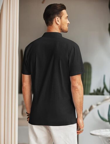 COOFANDY Men's Beach Kimono Shirt Cardigan Jacket Light Linen Short Sleeve Open Front Casual Shirts in Saudi Arabia