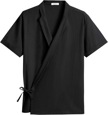 COOFANDY Men's Beach Kimono Shirt Cardigan Jacket Light Linen Short Sleeve Open Front Casual Shirts in Saudi Arabia