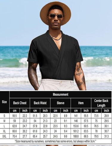 COOFANDY Men's Beach Kimono Shirt Cardigan Jacket Light Linen Short Sleeve Open Front Casual Shirts in Saudi Arabia