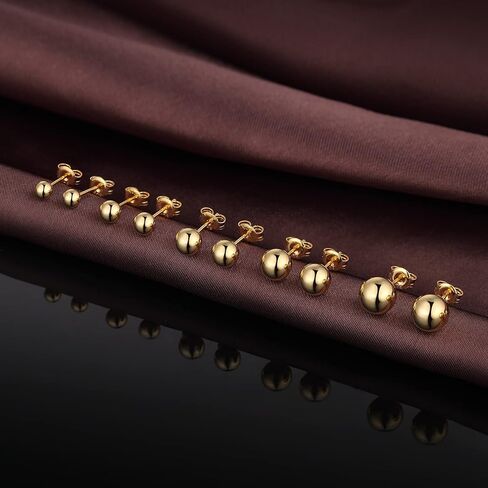 Jiamiaoi 18K White Gold Plated Polished Ball Stud Earrings Hypoallergenic Nickel Free Earrings 925 Sterling Silver Ball Earrings Simple Earrings Round Stud Earrings for Men Women in Kuwait