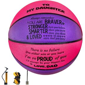 Engraved Basketball for Daughter, to My Daughter Basketball from Dad, Personalized Engraved Basketball with Warm Message to Daughter from Dad - You're Brave than You Believe
