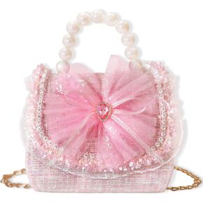 Toddler Purse for Girls, Gift for 3-12 Year Old Birthday Gift, Kids Purses, Little Girl Purse, Crossbody Bag, Mini Cute Coin Purse, Present for Girls, Princess Handbags (Pink)