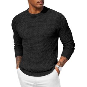 COOFANDY Men Dress Crewneck Sweater Pullover Knit Long Sleeve Casual Slim Fit Sweater in Kuwait