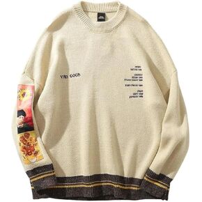 Mens Crewneck Sweaters Graphic Comfortable Casual Knit Fall Winter Sweater Oversized Pullovers