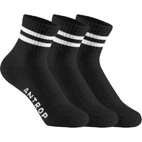 Antrop WoMen Quarter Crew Cotton Heel Tab Athletic Running Cushion Socks (3 Pairs)