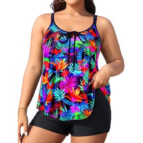Daci Women Plus Size Tankini Swimsuit - 2 Piece Flowy Plus Size Bathing Suits and Shorts with Pockets 2025