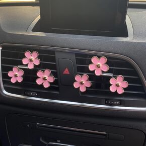 6 Pieces Daisy Air Vent Clips Flower Car Decoration Car Air Freshener Clips Air Conditioning Outlet Clip Car Interior Decor Charm Colorful Car Interior Accessories for Girls Women (White)