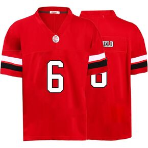 Custom Mens/Youth Football Stitched T-Shirt for Sports Fan red No Brand/Logos