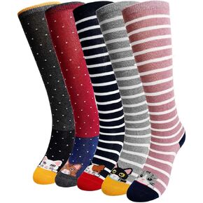 Artfasion Girls Knee High Socks: Cartoon Funny Long Socks Tall Animal Breathable Seamless Socks for 2-14 Years Kids Gift