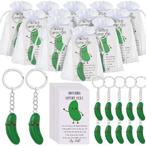 50 Set Inspirational Resin Cucumber Keychain Cute Employee Appreciation Gift Thank You Emotional Funny Support Card