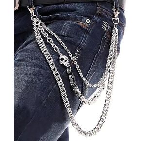PINKPIN Skull Chain Keychain, Heavy Duty Metal, 35cm, 40cm, 56cm, Men's Alternative Fashion Accessory