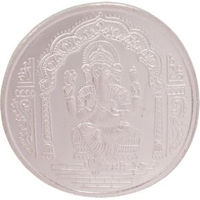 Touchstone Hindu God Lakshmi Ganesha 5 GMS 10 GMS 20 GMS Round Shape 999 Purity Silver Coin.