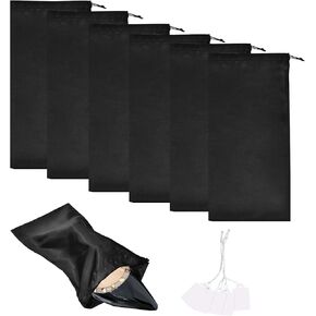 Shoe Dust Bags - 6 Pack Shoe Bags for Travel Satin Fabric Shoe Bag with Drawstring for Men Women Travel Protecting Storing Shoes