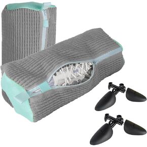 Shoe Washing Machine Bag,Laundry Shoe Bag for Washing and Dehydration,with 2 Pairs Adjustable Shoe Trees,Shoe Cleaning Bag for Most Types and Sizes（2PCS） (Yellow)