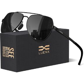LUENX Aviator Sunglasses for Men Women Polarized New Shades Large Metal Frame - UV 400 Protection