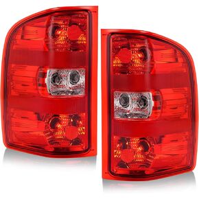 KUAFU Tail Light Lamp Pair Compatible with 2007-2014 Chevy Chevrolet Silverado 1500 2500 HD 3500 HD & 2007-2009 GMC Sierra 3500 HD Driver Side & Passenger Side Clear Lens+Chrome Housing