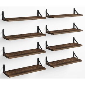 Fixwal Floating Shelves Set of 5, Width 4.7 Inches Black Wall Shelves, Rustic Wood Wall Storage Shelves for Bedroom, Living Room, Kitchen, Bathroom, Home Decor, Laundry Room, Office and Plants (Black)