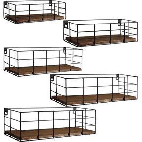 Fixwal Hanging Floating Shelves, 4 Sets of Wall Mounted Shelves for Wall Storage, Hanging Storage Shelf for Bathroom, Living Room, Bedroom, Kitchen (Paulownia)
