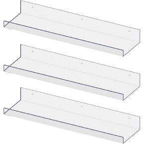 RLAVBL 7 Pack Acrylic Shelves, 15" Floating Wall Shelves for Bedroom, Living Room, Bathroom, Kitchen Storage