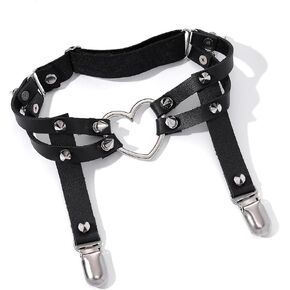 Asooll Punk Leather حزام الفخذ الأسود عاشق سلسلة الساق حزام حزام القوطية الساق الرباط حزام الأزياء بيكيني نادي الهذيان حزب الجلود الجسم الملحقات مجوهرات للنساء والفتيات