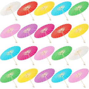 Sanwuta 20 Pcs Paper Umbrella 23.6'' Paper Parasol DIY Decorative Gift Chinese Umbrella for Wedding Christmas Props