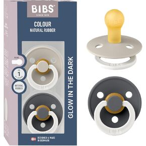 BIBS Colour Baby Pacifier 2-Pack | Made in Denmark | BPA Free Dummy Soother, Round Nipple. Natural Rubber Latex, Size 3 (18+ Months), Woodchuck/Blush