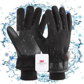 DLY Winter Gloves Men Waterproof - Mens Winter Gloves Thermal Gloves, Polar Fleece Insulated Gloves Warm Gloves