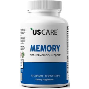 USCare Memory - Natural Memory Support Formulated with 40 Unique Nootropic with Phosphatidylserine, Choline, Bacopa Monnieri and Huperzine A