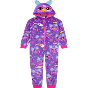 Furby Fleece Onesie | Hooded Girls Onesie | PJ Onesie For Girls | Girls Onesie Pajamas | Sizes 5 To 10