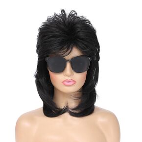 Adequate 80s Mullet Wig for Women Fluffy and Layered Hairpiece for Perfect for Costume Parties and Cosplay (Blonde)