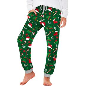 Deerose Christmas Pants Elastic Waist Drawstring Sweatpants with Pockets 5-14 Years