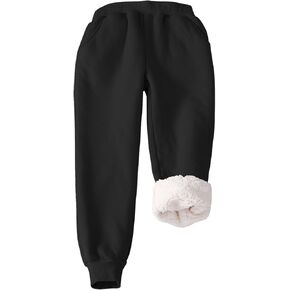 Flygo Girls Boys Fleece Joggers Sweatpants Sherpa Lined Winter Warm Elastic Waist Jogger Pants with Pockets