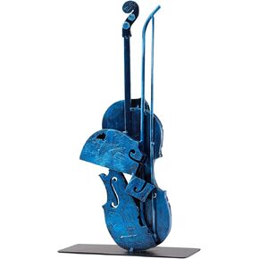 Handmade Metal Violin Statue - 100% Hand-painted Viola Music Décor - Unique Western Table Decoration for Home & Office - Cool Gifts for Music Lovers Musician & Teachers (Vintage Brown)